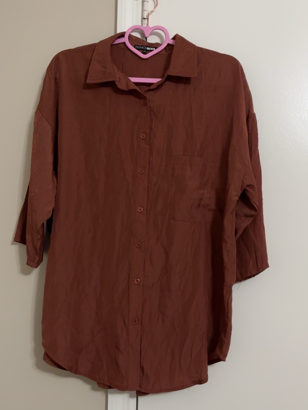 Fashion Nova Brown Lightweight Button-Up Shirt Jacket